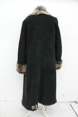 MAXFIELD PARRISH Ladies Brown Sheepskin Leather Calf Length Shearling Coat L