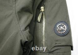 MICHAEL KORS Full Length Hooded Down Puffer Coat Size Large Green Quilted Zip