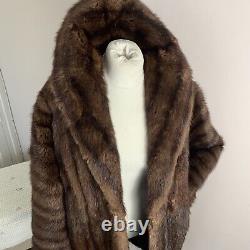 MINK Fur FULL LENGTH Coat BROWN VINTAGE size Large 14-18 40 CHEST