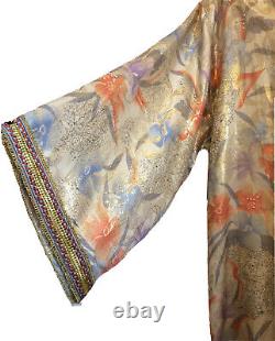 Made to Measure Couture Full Length Kaftan/Kimono Cream/Gold Hand Made Large