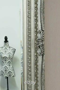 Madrid X-Large Full Length Shabby Chic Vintage Leaner Mirror in Silver 180x89cm