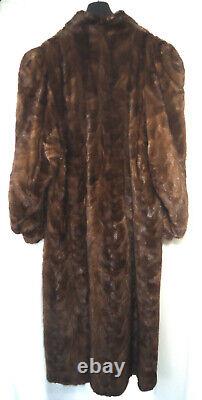 Mahogany Mink Fur Coat Vicky Full Length Large Size 14 16 1980's Vintage