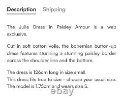 Maison Hotel Julie Dress Paisley Amour Maxi Dress, Size Large. Rrp £149