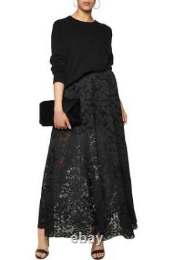 Maje Jared Lace Floral Embroidered Perforated Maxi Skirt Black Sz 3 $470 / NWT