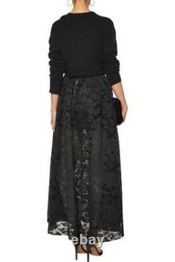 Maje Jared Lace Floral Embroidered Perforated Maxi Skirt Black Sz 3 $470 / NWT