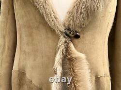 Marks & Spencer 2002 Full Length Sheepskin BEIGE Coat LARGE (UK 12-14) Worn Once