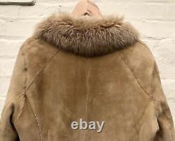 Marks & Spencer 2002 Full Length Sheepskin BEIGE Coat LARGE (UK 12-14) Worn Once