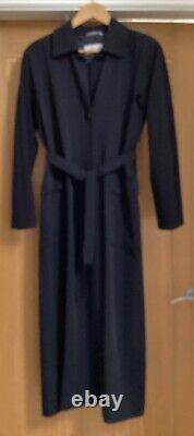 Max mara black full length maxi coat 100% wool oversized 8-16 belt large pockets