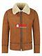 Men's B3 Whisky Fur Shearling Sheepskin Leather Jacket Bomber Pilot Raf Harbin