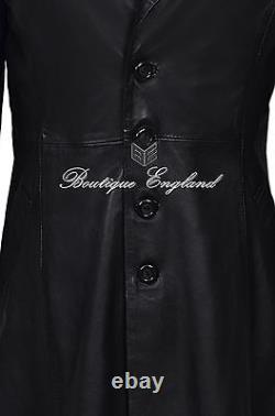 Men's Black Leather Coat Dracula Vampire Tops Real Leather Full Length Coat 2005