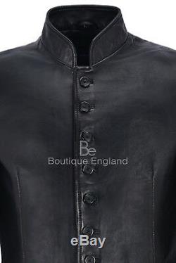 Men's FULL-LENGTH'MATRIX RELOADED' Coat Black 100% REAL LEATHER 1425