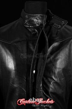 Men's NEO Black Lambskin MATRIX Full-Length Real Leather Long Jacket Coat