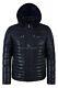 Men's Puffer Hooded Leather Sport Jacket Navy 100% Lambskin Fully Quilted 2006