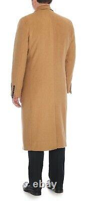 Men's Regular Fit Camel Tan Full Length Wool Cashmere Overcoat Topcoat