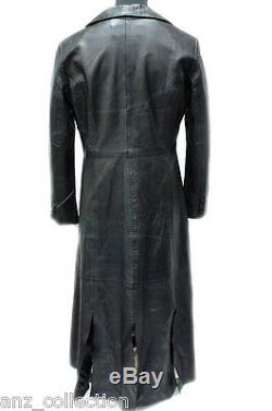 Men's Vampire Black Lambskin Leather Long Collar Full Length Long Jacket Coat