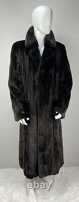 Mens Black Ranch Mink Notched Collar Real Fur 53 Full Length Coat Jacket M-XL