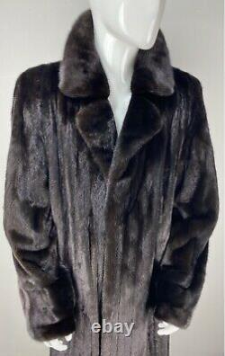 Mens Black Ranch Mink Notched Collar Real Fur 53 Full Length Coat Jacket M-XL