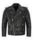 Mens Brando Leather Jacket Motorcycle Black Cowhide Marlon Biker Jacket