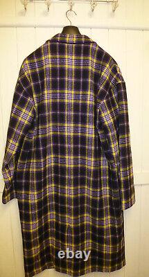 Mens DEVIL'S ADVOCATE FULL LENGTH WINTER CHECKED OVERCOAT SIZE LARGE NEW+TAGS