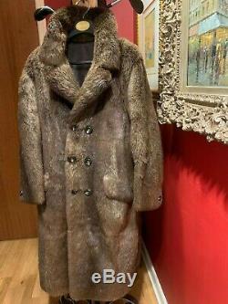 Mens Genuine Beaver Coat Full Length Gorgeous Vintage Medium Large Size 42