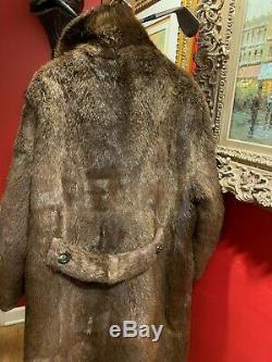 Mens Genuine Beaver Coat Full Length Gorgeous Vintage Medium Large Size 42