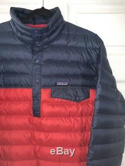 Mens Large PATAGONIA Snap-T Down Classic Red / Navy Pullover Jacket 27246 MINT