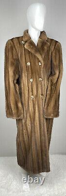 Mens Pastel Autumn Haze Brown Real Fur 55 Full Length Coat Double Breasted