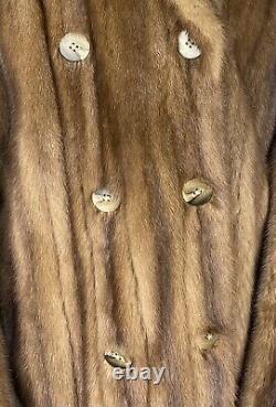Mens Pastel Autumn Haze Brown Real Fur 55 Full Length Coat Double Breasted