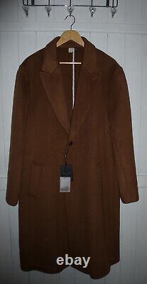 Mens TED BAKER BROWN WOOL & CASHMERE FULL LENGTH OVERCOAT SIZE UK LARGE NEW+TAGS