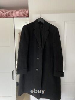Mens Vintage Daks Full Length Wool Coat Size L, Black