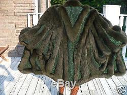 Mint Unique Full Length Green Fox Fur Coat Jacket S-L 4-14/16