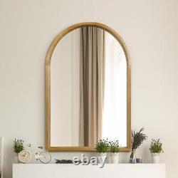 MirrorOutlet Large Solid Oak Framed Arched Leaner Wall Mirror 47x31 120x80cm