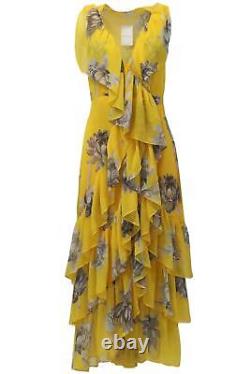 Misa Floral Print Chiffon Wrap Maxi Dress Large