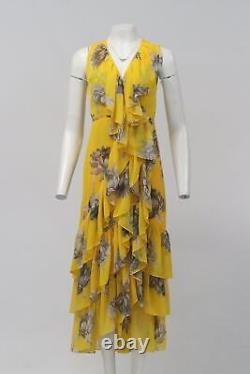 Misa Floral Print Chiffon Wrap Maxi Dress Large