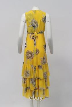 Misa Floral Print Chiffon Wrap Maxi Dress Large