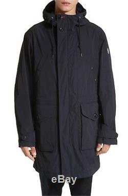 Moncler Mens Guiers Lightweight Long Wind Rain Coat NWT Size 4 LARGE Navy $995