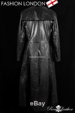 NEO' Black Men's Lambskin MATRIX Full-Length Real Leather Long Coat Jacket