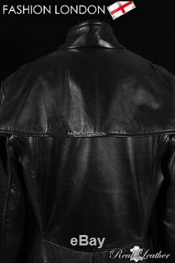 NEO' Black Men's Lambskin MATRIX Full-Length Real Leather Long Coat Jacket