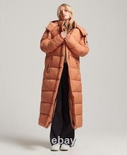 NEW Superdry Ripstop Coat Full Length Maxi Ankle Caramel Orange Size Large 14