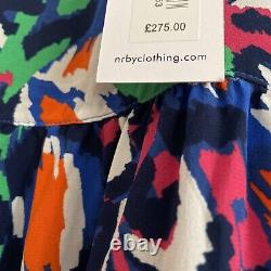 NRBY Genevieve silk feather print dress Size L New RRP 275