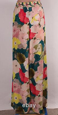 NWT Lafayette 148 New York Tropic Teal Floral Silk Drawstring Pant Large $498