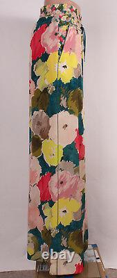 NWT Lafayette 148 New York Tropic Teal Floral Silk Drawstring Pant Large $498