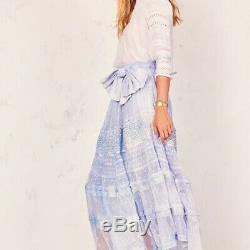 NWT Loveshackfancy Coleman Skirt in Angel Blue Large Lace Bow Ruffle $495