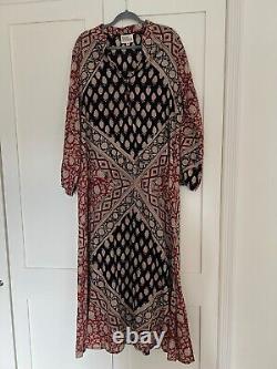 Naked Generation Bridget Block Print Maxi Dress Hippy Kaftan Pockets L/XL 12-16