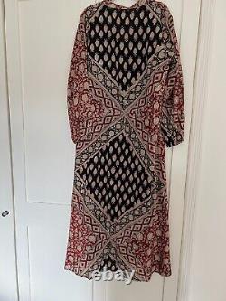 Naked Generation Bridget Block Print Maxi Dress Hippy Kaftan Pockets L/XL 12-16