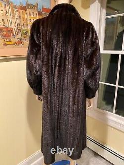 Natural Female Genuine Ranch Brown Mink 46 Full Length Real Fur Coat 12 Large