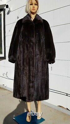Near MINT Med L XL 44 Bust Dark Brown MINK Fur Women Full Length Long Coat