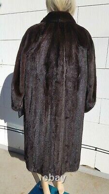 Near MINT Med L XL 44 Bust Dark Brown MINK Fur Women Full Length Long Coat