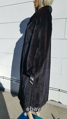 Near MINT Med L XL 44 Bust Near Black MINK Fur Women Full Length Long Coat