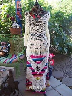 New$270RARE Boho Fiesta Gypsy Crochet Serape Long SkirtL/MJen's Pirate Booty